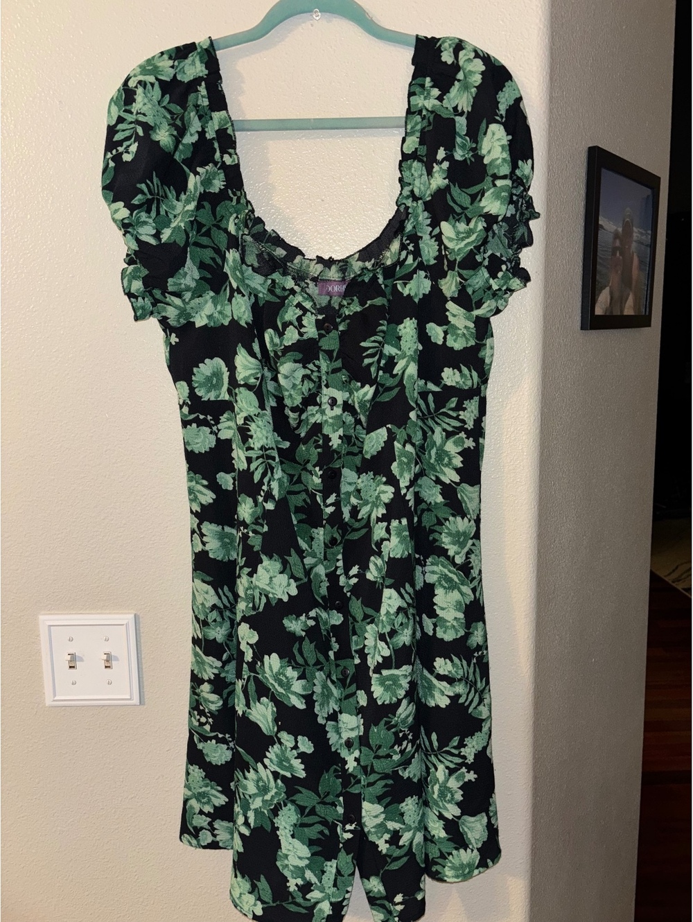 Adore Me Katrina Green Floral Mini Dress Fit & Flare Plus Size 3X